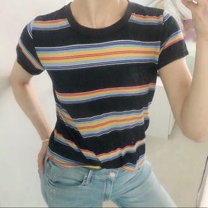 Urban Outfitters Rainbow Striped Ringer Shirt